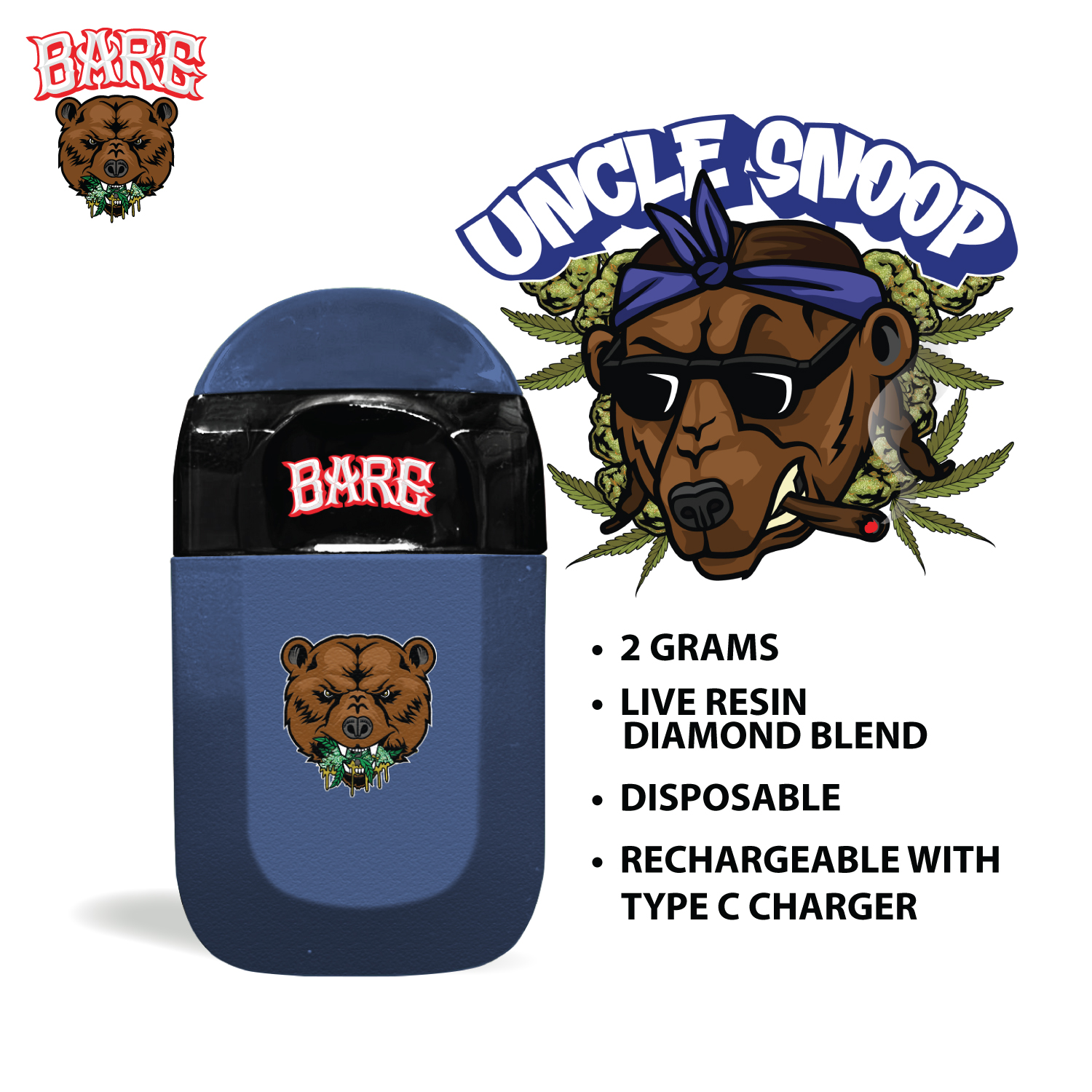 BARE VAPE BLUE UNCLE SNOOP - Barewoods