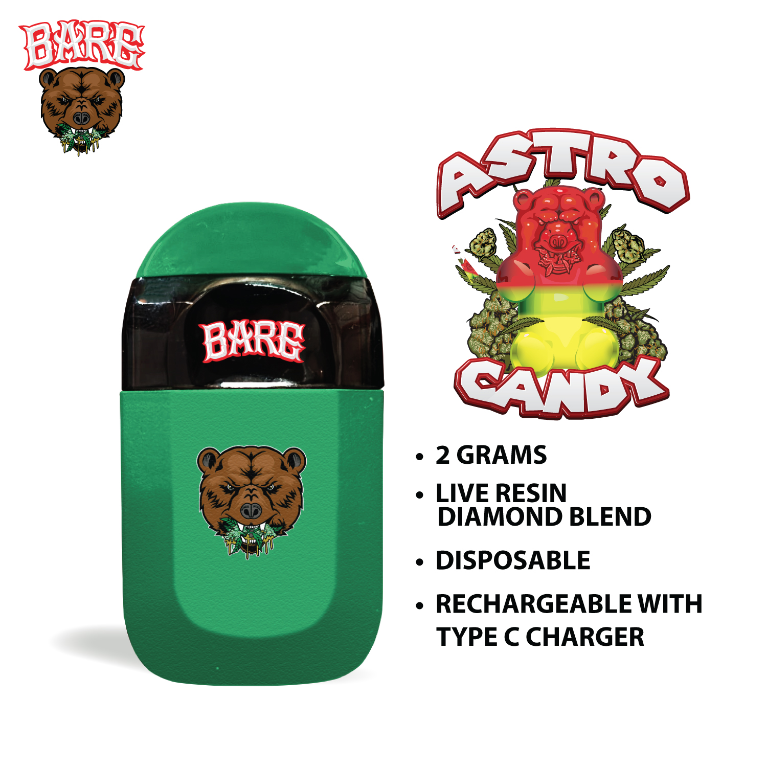 BARE VAPE GREEN ASTRO CANDY - Barewoods