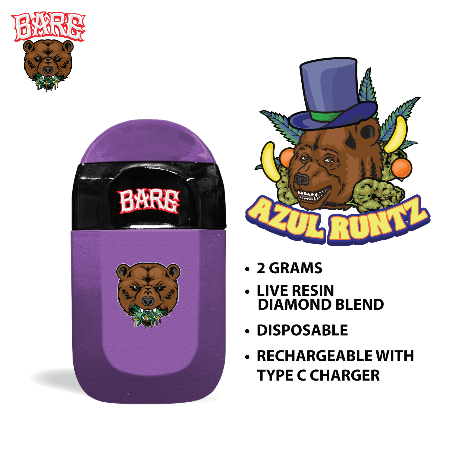 BARE VAPE PURPLE AZUL RUNTZ - Barewoods