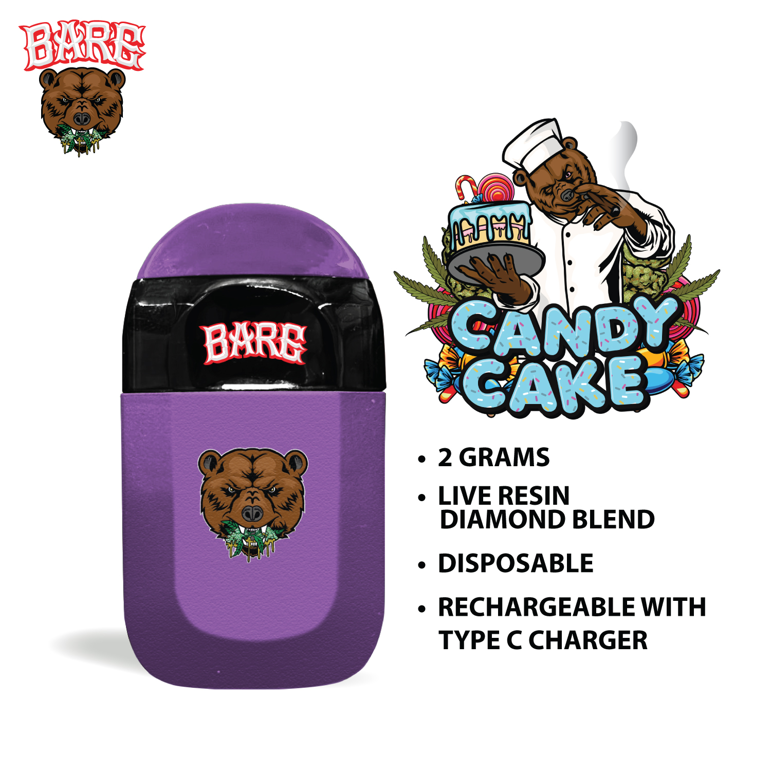 BARE VAPE PURPLE CANDY CAKE - Barewoods