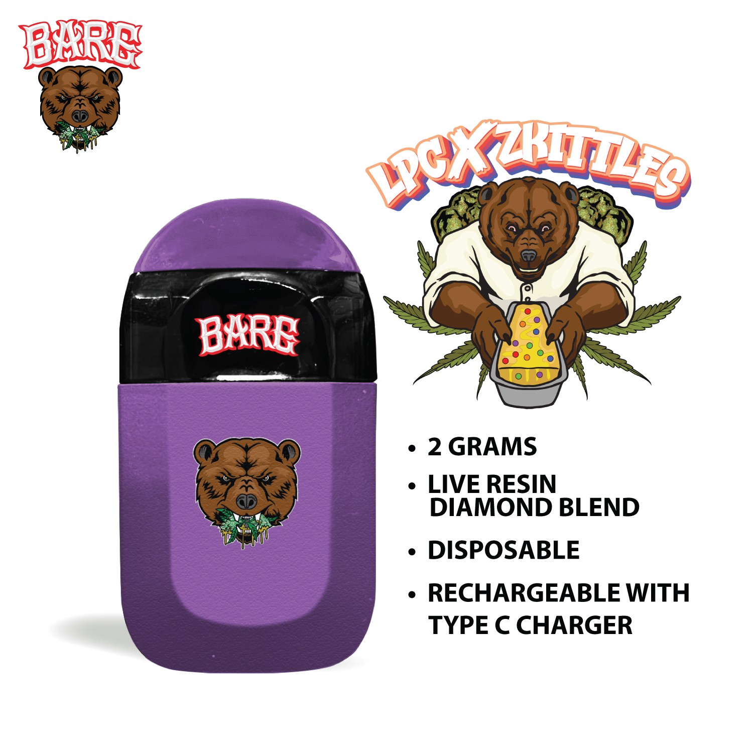BARE VAPE PURPLE LPC ZKITTLES - Barewoods